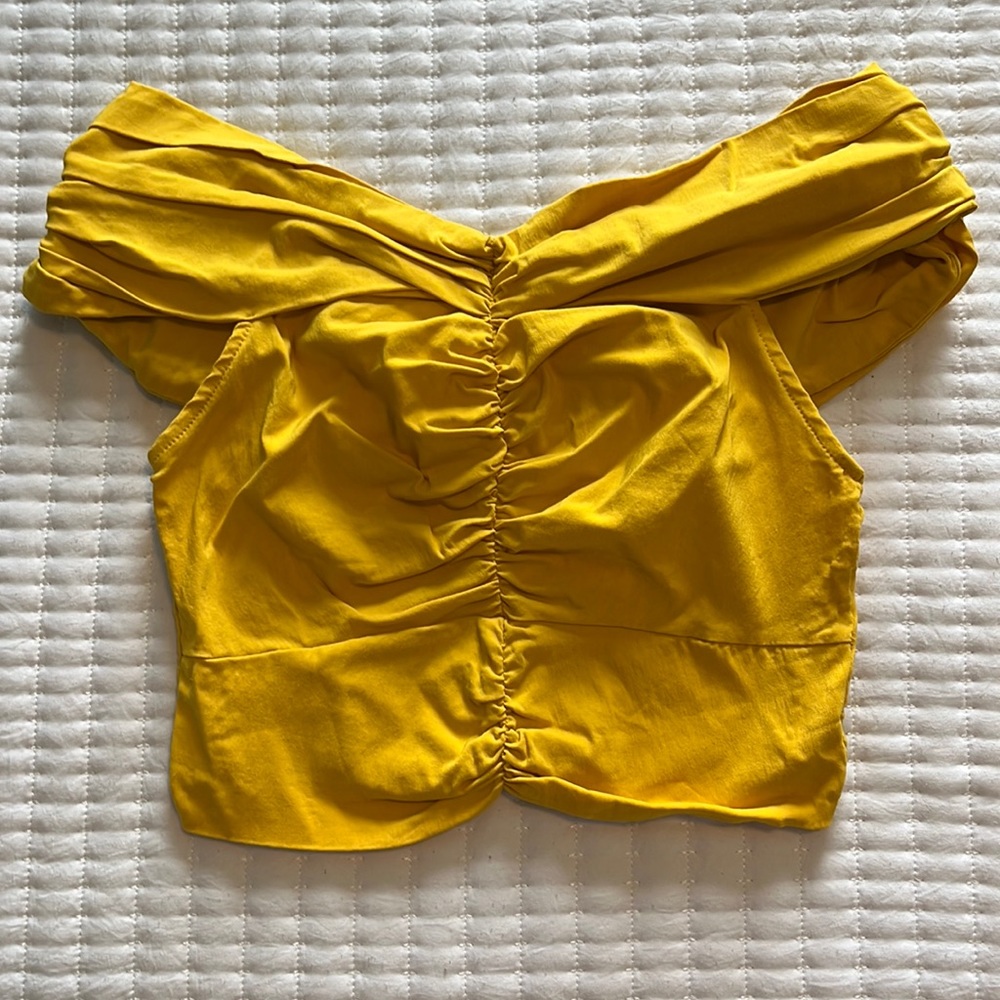 Yellow Off the Shoulder Crop top